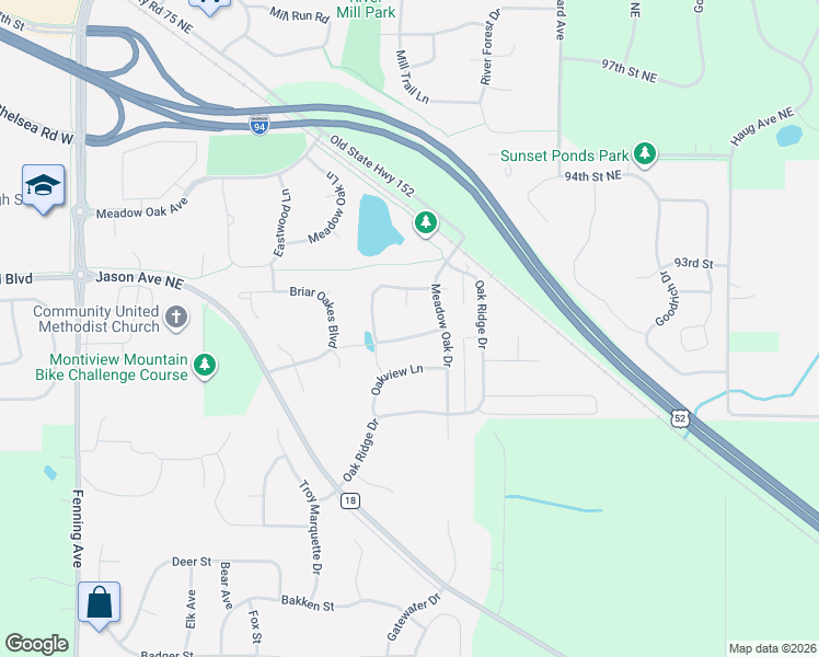 map of restaurants, bars, coffee shops, grocery stores, and more near 2800 Meadow Lane in Monticello