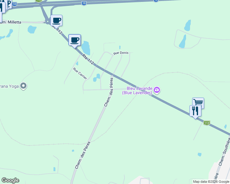 map of restaurants, bars, coffee shops, grocery stores, and more near 2658 Rue Bernier in Magog