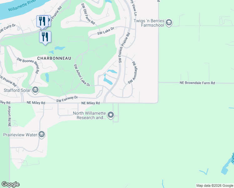 map of restaurants, bars, coffee shops, grocery stores, and more near 7090 Southwest Molalla Bend Road in Wilsonville