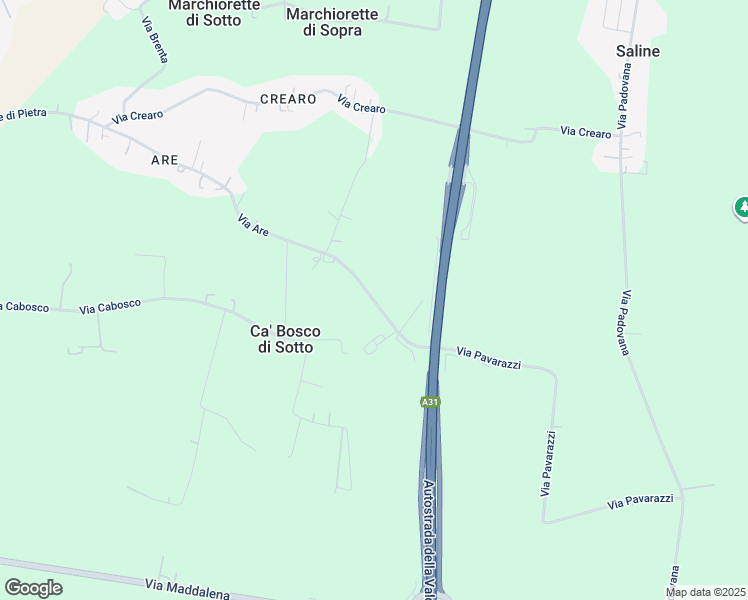 map of restaurants, bars, coffee shops, grocery stores, and more near 135 Via Are in Provincia di Vicenza