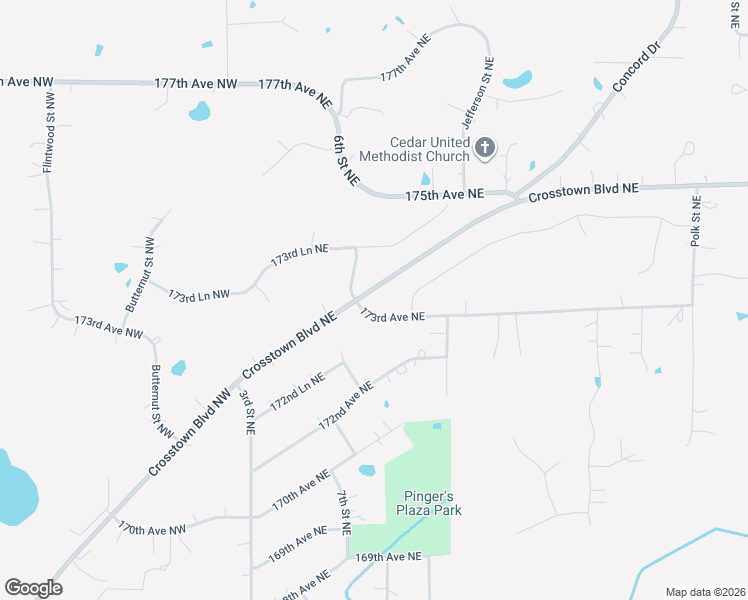 map of restaurants, bars, coffee shops, grocery stores, and more near 601 Crosstown Boulevard Northeast in Ham Lake
