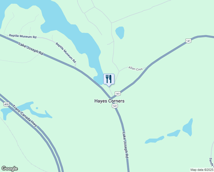 map of restaurants, bars, coffee shops, grocery stores, and more near 7 Allen Crescent in Parry Sound