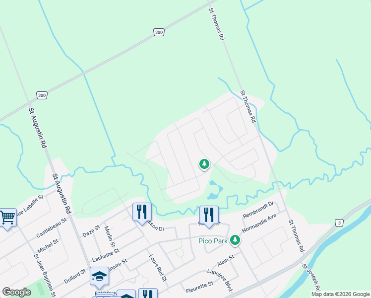 map of restaurants, bars, coffee shops, grocery stores, and more near 580 Strasbourg Street in Embrun