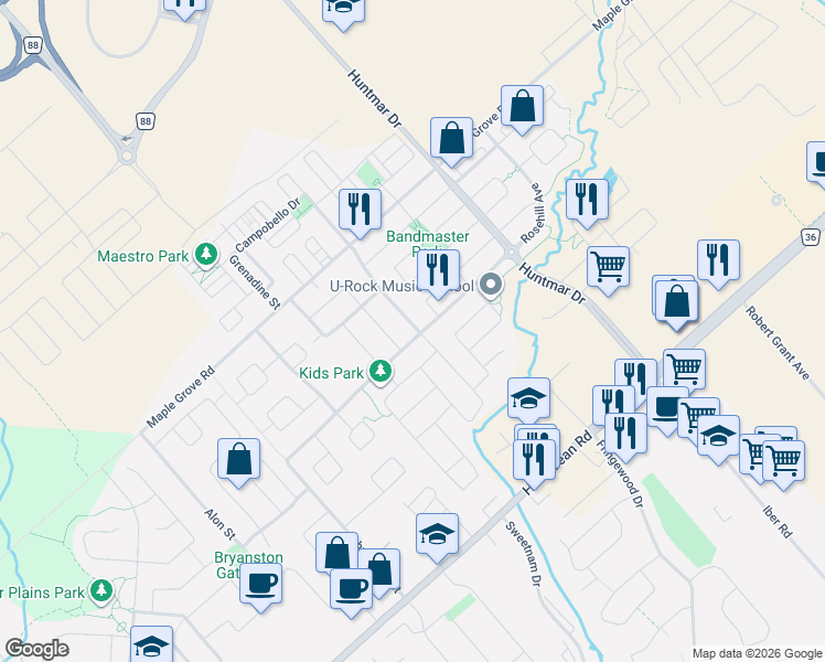 map of restaurants, bars, coffee shops, grocery stores, and more near 383 Warmstone Drive in Ottawa