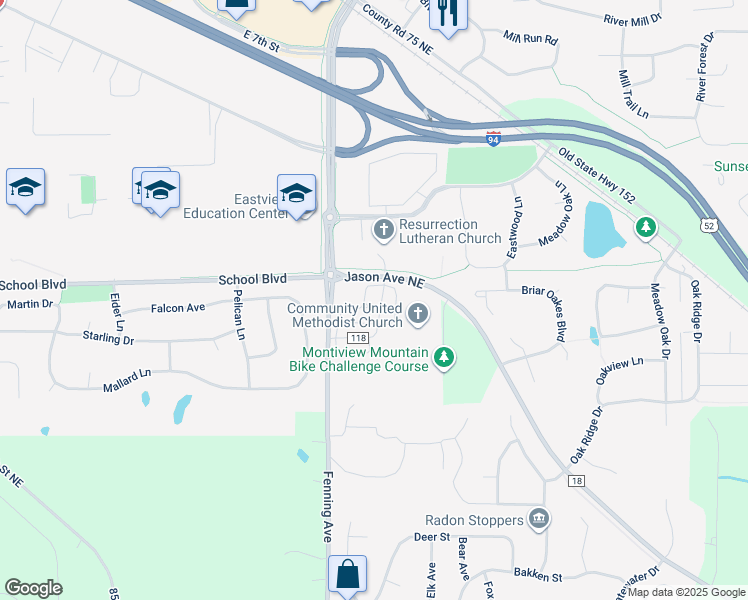 map of restaurants, bars, coffee shops, grocery stores, and more near 9233 Mount Curve Boulevard in Monticello