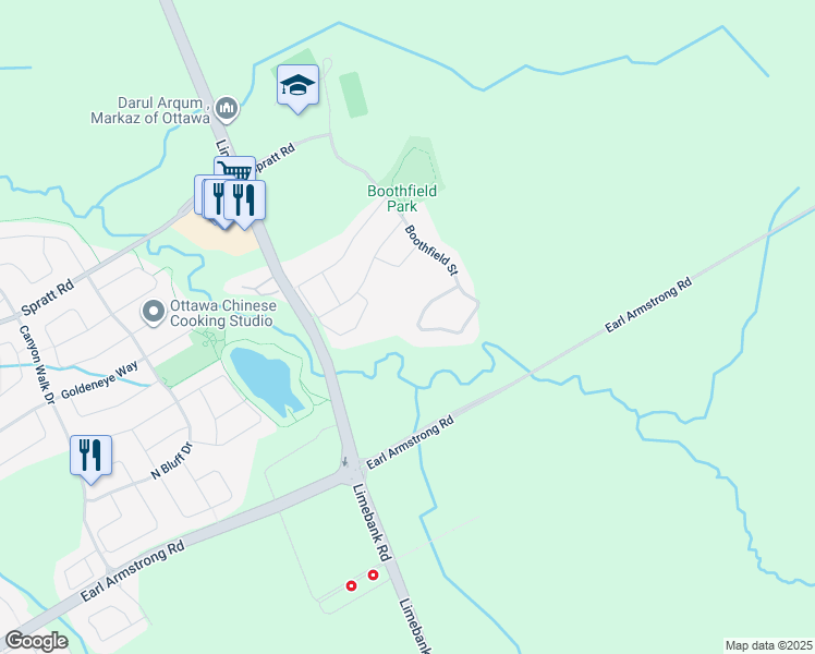 map of restaurants, bars, coffee shops, grocery stores, and more near 924 Wildcarrot Crescent in Ottawa