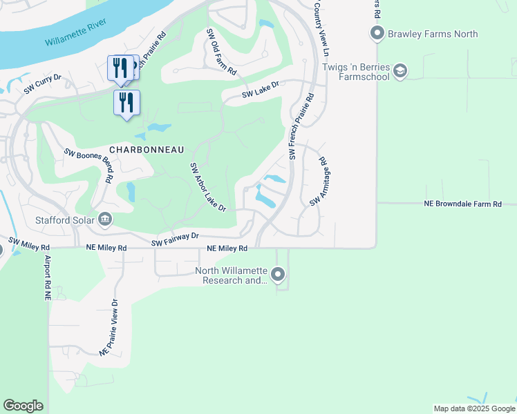 map of restaurants, bars, coffee shops, grocery stores, and more near 32570 Southwest Arbor Lake Drive in Wilsonville