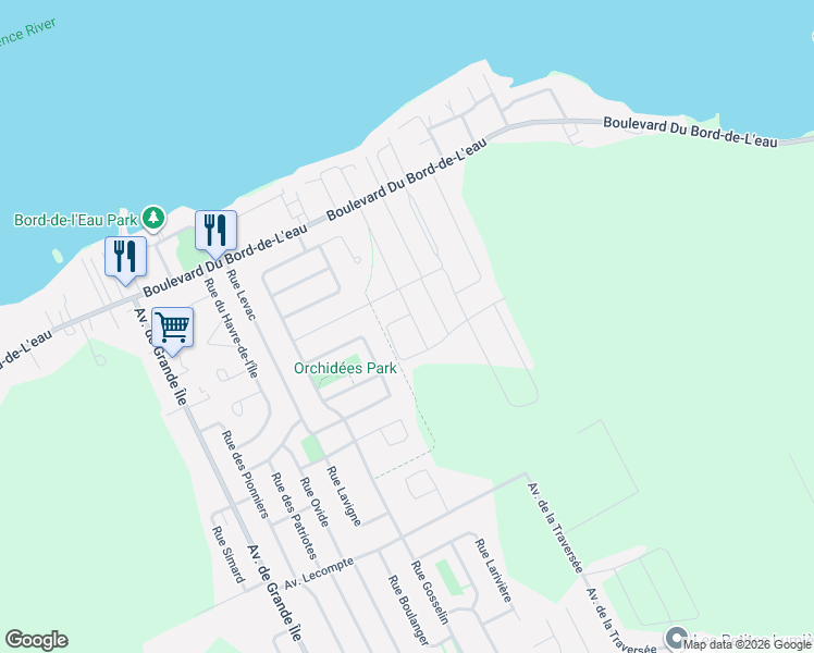 map of restaurants, bars, coffee shops, grocery stores, and more near 851 Avenue de la Traversée in Salaberry-de-Valleyfield