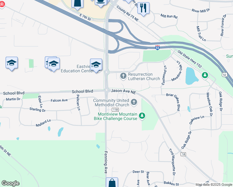 map of restaurants, bars, coffee shops, grocery stores, and more near 9233 Mount Curve Boulevard in Monticello