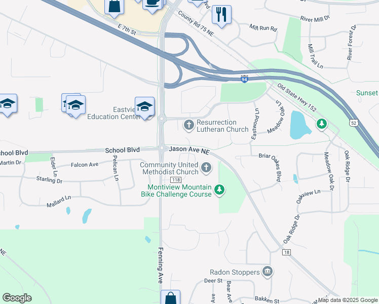 map of restaurants, bars, coffee shops, grocery stores, and more near 9222 Overlook Lane in Monticello