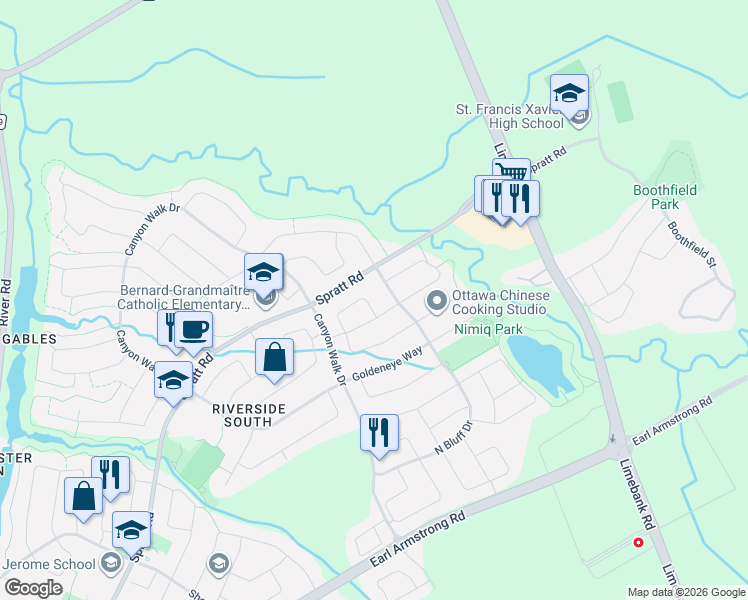 map of restaurants, bars, coffee shops, grocery stores, and more near in Ottawa