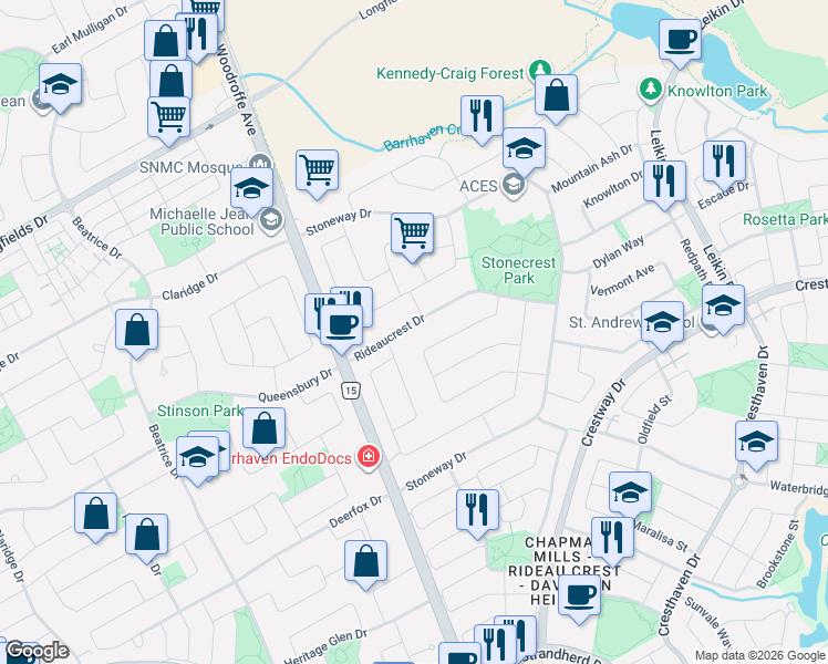 map of restaurants, bars, coffee shops, grocery stores, and more near in Ottawa