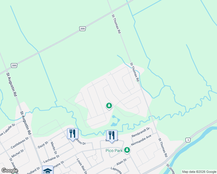map of restaurants, bars, coffee shops, grocery stores, and more near 484 Bruges Street in Embrun