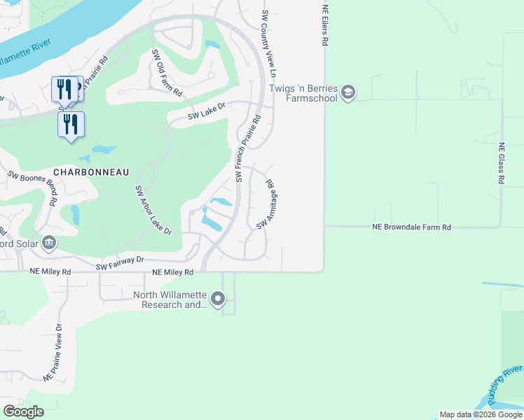 map of restaurants, bars, coffee shops, grocery stores, and more near 32400 Southwest Estates Court South in Wilsonville