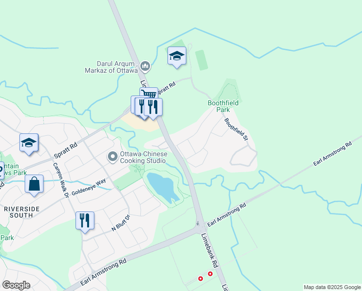 map of restaurants, bars, coffee shops, grocery stores, and more near 300 Cooks Mill Crescent in Ottawa