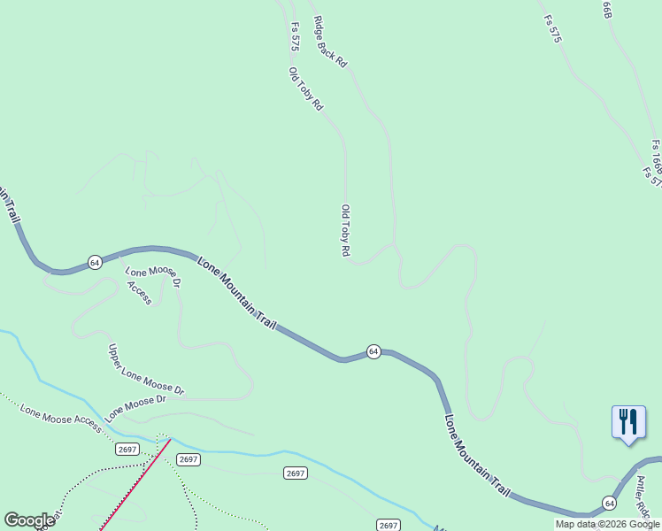 map of restaurants, bars, coffee shops, grocery stores, and more near 121 Old Toby Road in Big Sky