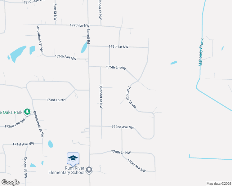 map of restaurants, bars, coffee shops, grocery stores, and more near 2281 174th Circle Northwest in Andover