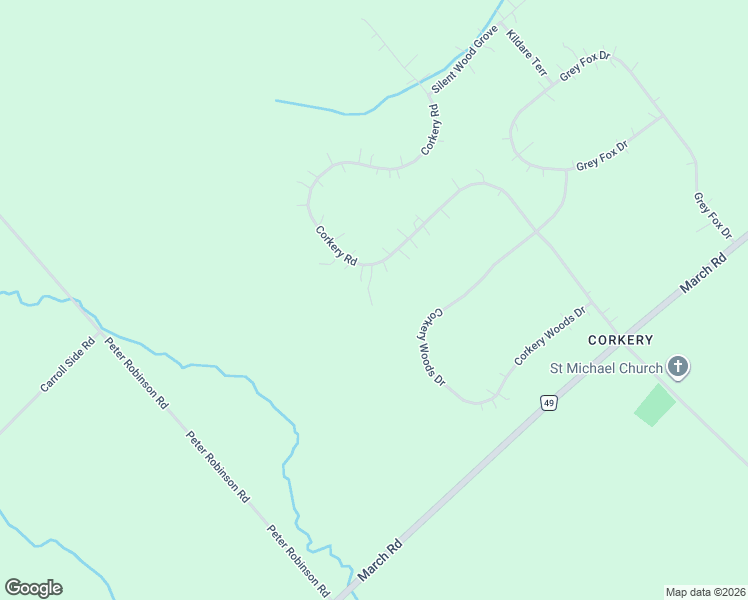 map of restaurants, bars, coffee shops, grocery stores, and more near 1749 Corkery Road in Ottawa