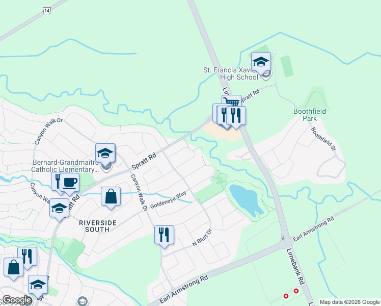 map of restaurants, bars, coffee shops, grocery stores, and more near 135 August Lily Crescent in Ottawa