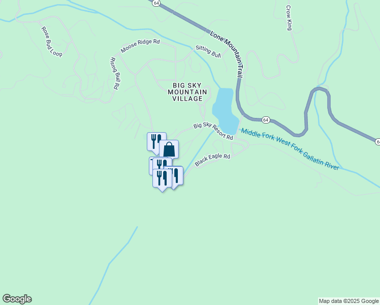 map of restaurants, bars, coffee shops, grocery stores, and more near 1037 Turkey Leg Road in Gallatin Gateway