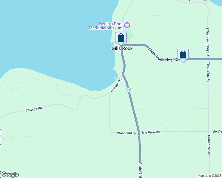 map of restaurants, bars, coffee shops, grocery stores, and more near 928 Cottage Road in Ellison Bay