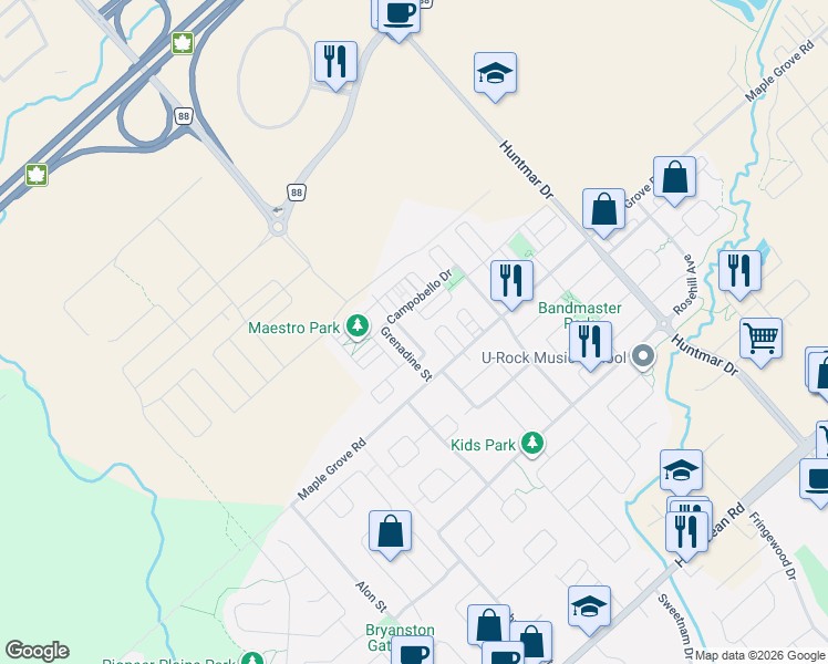 map of restaurants, bars, coffee shops, grocery stores, and more near 231 Cayman Road in Ottawa