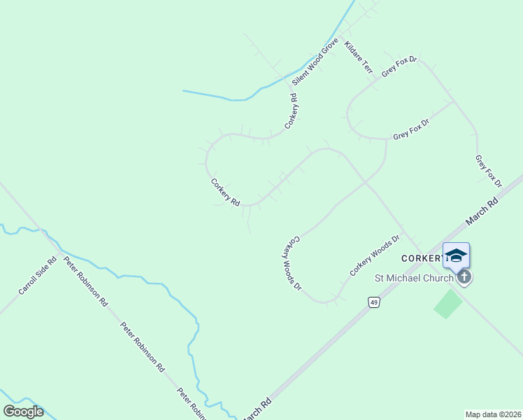 map of restaurants, bars, coffee shops, grocery stores, and more near 1749 Corkery Road in Ottawa