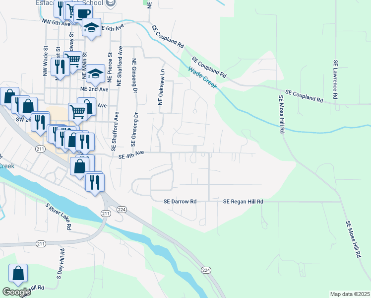 map of restaurants, bars, coffee shops, grocery stores, and more near 32902 Southeast Regan Hill Road in Estacada