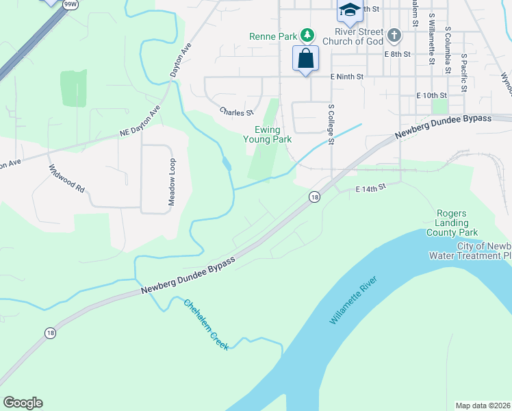 map of restaurants, bars, coffee shops, grocery stores, and more near 1487 South Gia Court in Newberg