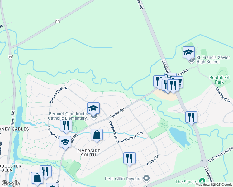 map of restaurants, bars, coffee shops, grocery stores, and more near 726 Owls Cabin Avenue in Ottawa