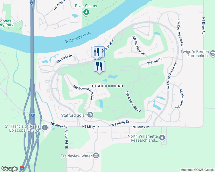 map of restaurants, bars, coffee shops, grocery stores, and more near in Wilsonville