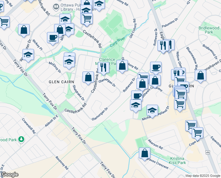 map of restaurants, bars, coffee shops, grocery stores, and more near in Ottawa