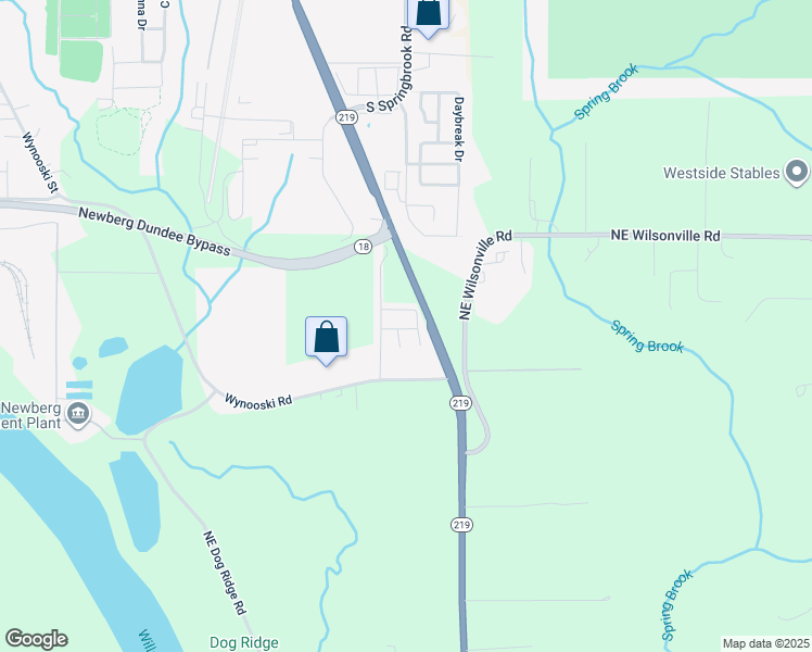 map of restaurants, bars, coffee shops, grocery stores, and more near 1500 South Sandoz Road in Newberg