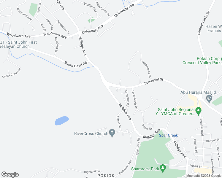 map of restaurants, bars, coffee shops, grocery stores, and more near 384 Millidge Avenue in Saint John