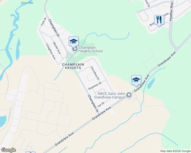 map of restaurants, bars, coffee shops, grocery stores, and more near 110 Dorothea Drive in Saint John