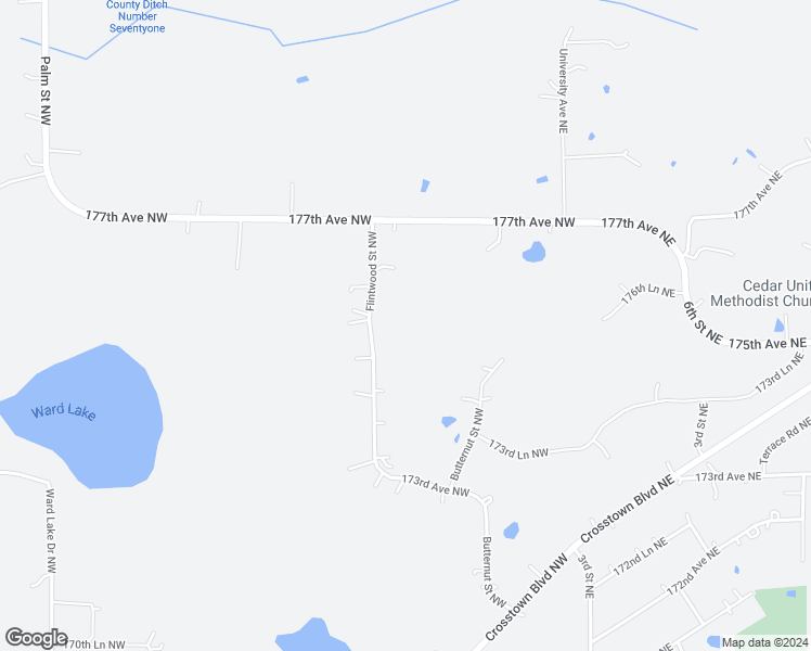 map of restaurants, bars, coffee shops, grocery stores, and more near 17539 Flintwood Street Northwest in Andover