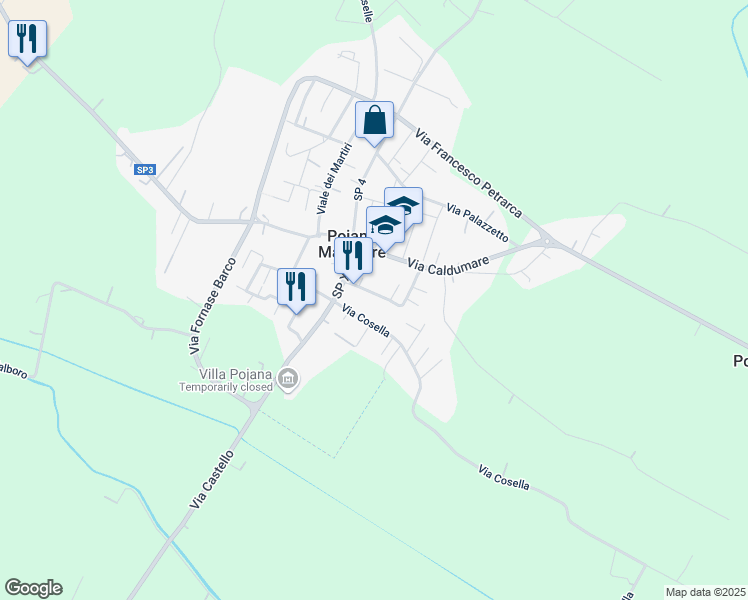 map of restaurants, bars, coffee shops, grocery stores, and more near 10 Via Ragazzi Del '99 in Pojana Maggiore