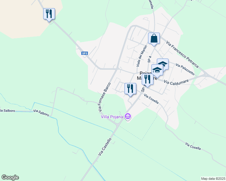 map of restaurants, bars, coffee shops, grocery stores, and more near 18 Via Palladio in Pojana Maggiore