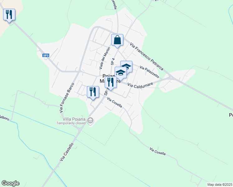 map of restaurants, bars, coffee shops, grocery stores, and more near 10 Via Ragazzi Del '99 in Pojana Maggiore