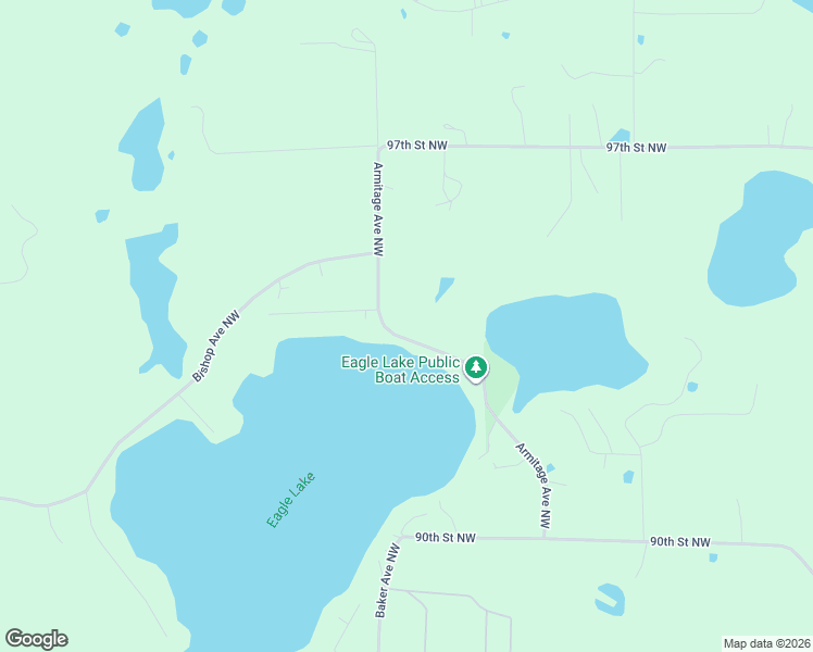 map of restaurants, bars, coffee shops, grocery stores, and more near 9380 Armitage Avenue Northwest in Monticello