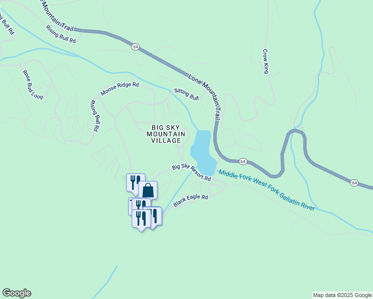map of restaurants, bars, coffee shops, grocery stores, and more near 1500 Turkey Leg Road in Gallatin Gateway