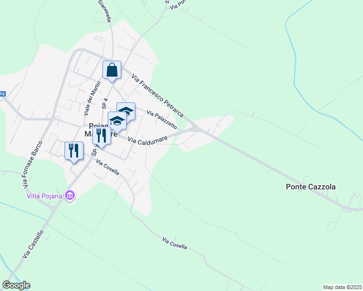 map of restaurants, bars, coffee shops, grocery stores, and more near 37 Via Caldumare in Poiana Maggiore