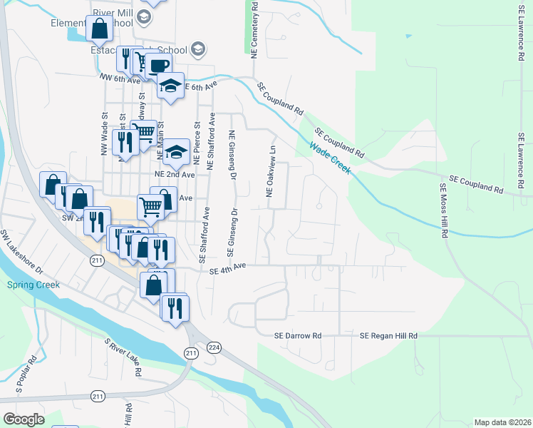 map of restaurants, bars, coffee shops, grocery stores, and more near 690 East 1st Avenue in Estacada