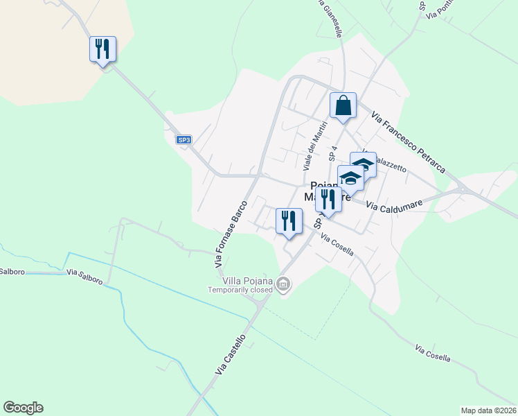 map of restaurants, bars, coffee shops, grocery stores, and more near 3 Vicolo G. B. Brunialti Uno dei Mille in Pojana Maggiore