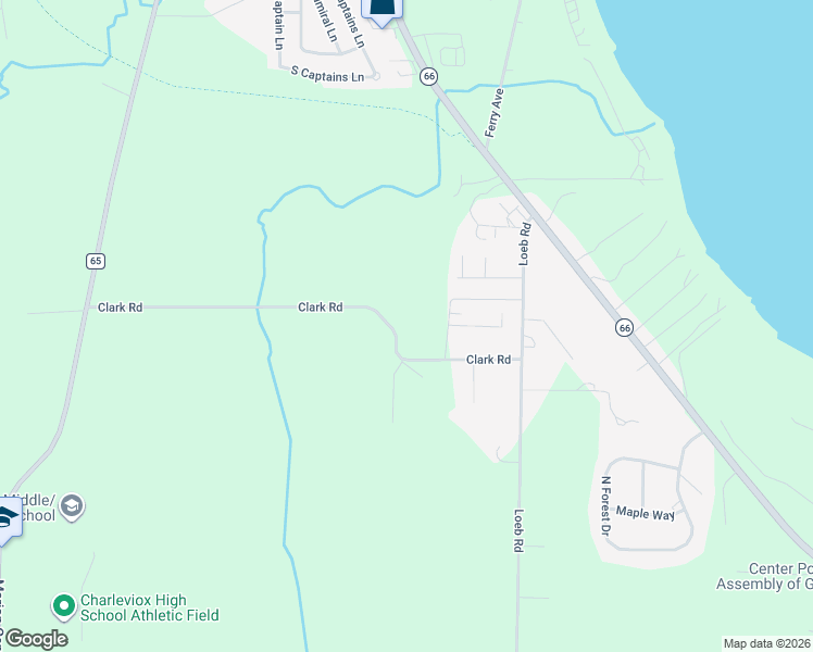 map of restaurants, bars, coffee shops, grocery stores, and more near 13209-13487 Clark Road in Charlevoix