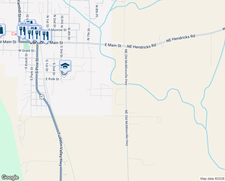 map of restaurants, bars, coffee shops, grocery stores, and more near 893 East Cleveland Street in Carlton