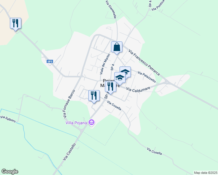map of restaurants, bars, coffee shops, grocery stores, and more near 4 Via Roma in Poiana Maggiore
