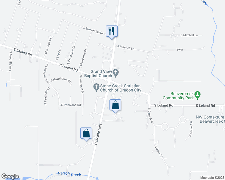 map of restaurants, bars, coffee shops, grocery stores, and more near 21900 Oregon 213 in Oregon City