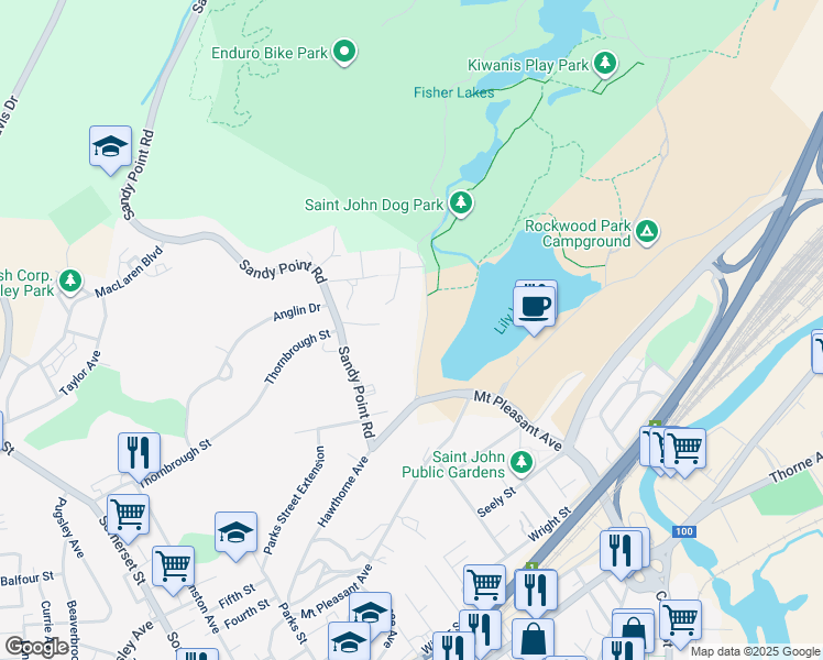 map of restaurants, bars, coffee shops, grocery stores, and more near 313 Hawthorne Avenue Extension in Saint John