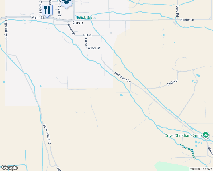 map of restaurants, bars, coffee shops, grocery stores, and more near 60328-60372 Leopard Drive in Cove